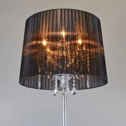 QAZQA Klassische Stehlampe Chrom mit schwarzem Schirm - Ann-Kathrin 5 -Stehlampen Verkaufsladen 9456 89401 7