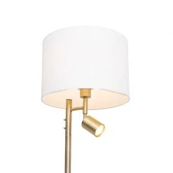 QAZQA Stehlampe bronze mit Schirm weiß und Leselampe - Jelena -Stehlampen Verkaufsladen 9463 105570 2