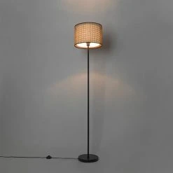 QAZQA Land Stehlampe schwarz mit Rattanschirm - Kata -Stehlampen Verkaufsladen 9472 103453 11
