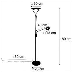 QAZQA Moderne Stehlampe Stahl inkl. LED mit Lesearm - Mallorca 21 QAZQA Moderne Stehlampe Stahl inkl. LED mit Lesearm - Mallorca -Stehlampen Verkaufsladen 9513 99503 4