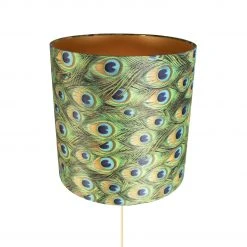 QAZQA Stehleuchte Gold / Messing mit Veloursschirm Pfau 40/40 cm - Parte -Stehlampen Verkaufsladen 9524 98547 5