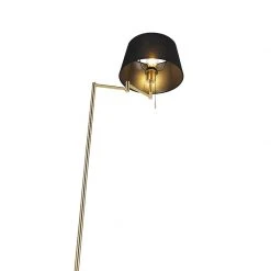QAZQA Klassische Stehlampe Messing mit schwarzem Schirm verstellbar - Ladas -Stehlampen Verkaufsladen 9538 103226 9