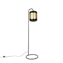 QAZQA Vintage vloerlamp zwart met messing - Kayleigh