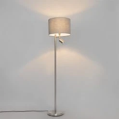 QAZQA Stehlampe Stahl mit Schirm grau und Leselampe - Jelena -Stehlampen Verkaufsladen 9574 105568 13
