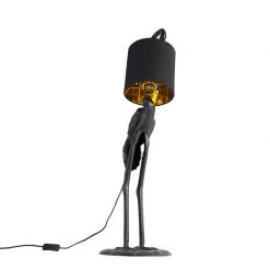 QAZQA Vintage Stehlampe schwarz mit Stoffschirm schwarz - Kranichvogel -Stehlampen Verkaufsladen 9584 103975 6