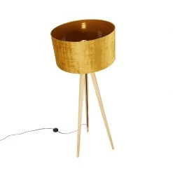 QAZQA Stehlampe Holz mit Stoffschirm gold 50 cm - Stativ Classic -Stehlampen Verkaufsladen 9585 104361 6