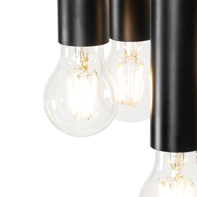 QAZQA Art Deco Stehlampe schwarz 12-Licht - Tubi 4 QAZQA Art Deco Stehlampe schwarz 12-Licht - Tubi – Bild 3