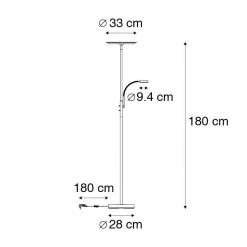 QAZQA Moderne Stehleuchte schwarz inkl. LED mit Fernbedienung und Lesearm - Strela 29 QAZQA Moderne Stehleuchte schwarz inkl. LED mit Fernbedienung und Lesearm - Strela -Stehlampen Verkaufsladen 9601 102611 4