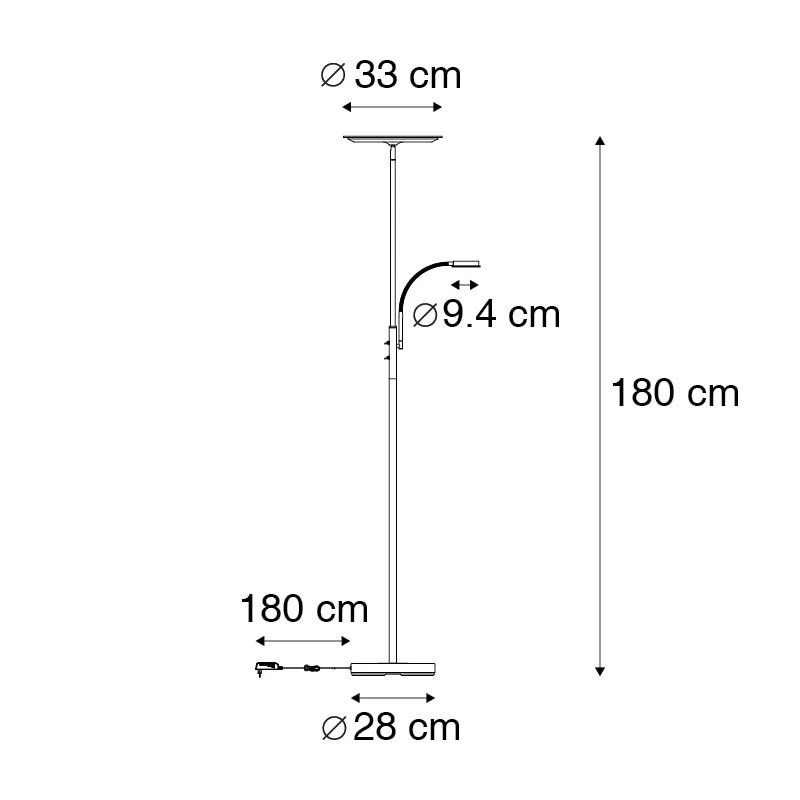 QAZQA Moderne Stehleuchte schwarz inkl. LED mit Fernbedienung und Lesearm - Strela 7 QAZQA Moderne Stehleuchte schwarz inkl. LED mit Fernbedienung und Lesearm - Strela – Bild 5
