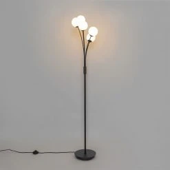 QAZQA Moderne Stehlampe schwarz mit Opalglas 5-flammig - Athens 26 QAZQA Moderne Stehlampe schwarz mit Opalglas 5-flammig - Athens -Stehlampen Verkaufsladen 9618 105247 11