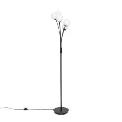 QAZQA Moderne Stehlampe schwarz mit Opalglas 5-flammig - Athens 27 QAZQA Moderne Stehlampe schwarz mit Opalglas 5-flammig - Athens -Stehlampen Verkaufsladen 9622 105247 12