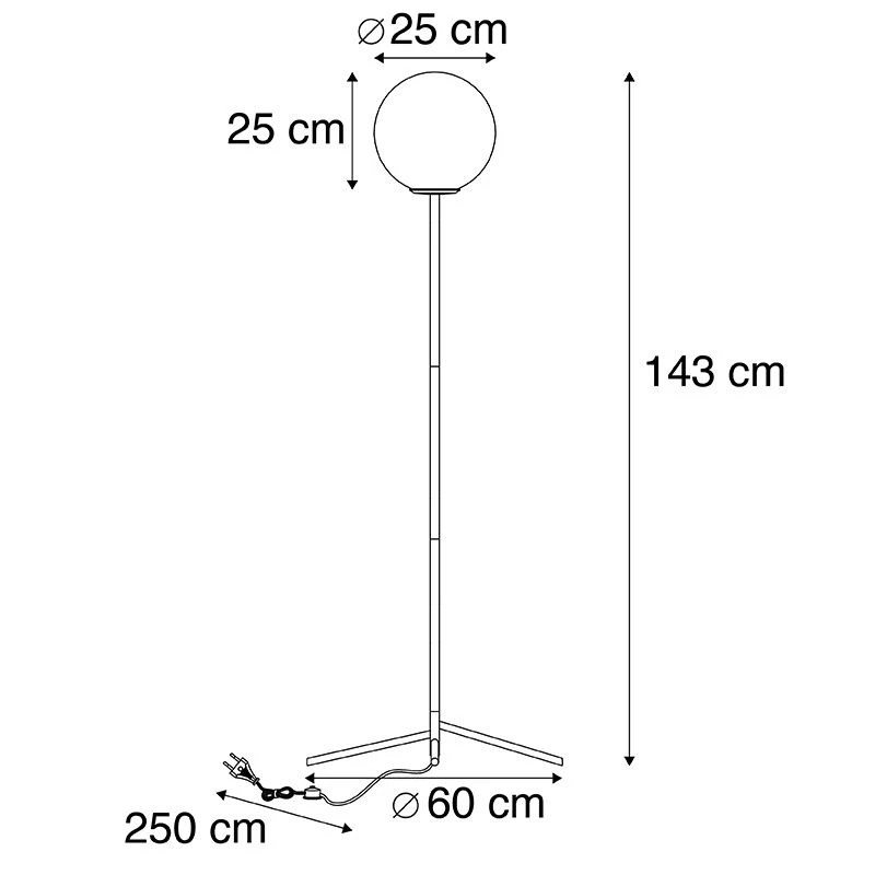 QAZQA Art Deco Stehleuchte schwarz mit Rauchglas - Pallon 6 QAZQA Art Deco Stehleuchte schwarz mit Rauchglas - Pallon – Bild 4