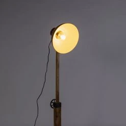 QAZQA Industriestehlampe schwarz mit Mangoholz - Mangos -Stehlampen Verkaufsladen 9634 98830 13