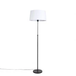 QAZQA Schwarze Stehlampe mit weißem Leinenschirm 45 cm verstellbar - Parte -Stehlampen Verkaufsladen 9644 93218 10