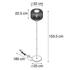 QAZQA Design Stehleuchte schwarz - Baya 18 QAZQA Design Stehleuchte schwarz - Baya -Stehlampen Verkaufsladen 9664 102987 3