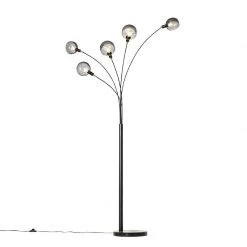QAZQA Design Stehlampe schwarz mit Rauchglas 5-flammig - Sixties Marmo -Stehlampen Verkaufsladen 9680 104441 9