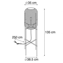 QAZQA Modernes Schwarz mit goldener Stehleuchte - Bliss Mesh -Stehlampen Verkaufsladen 9692 98921 4