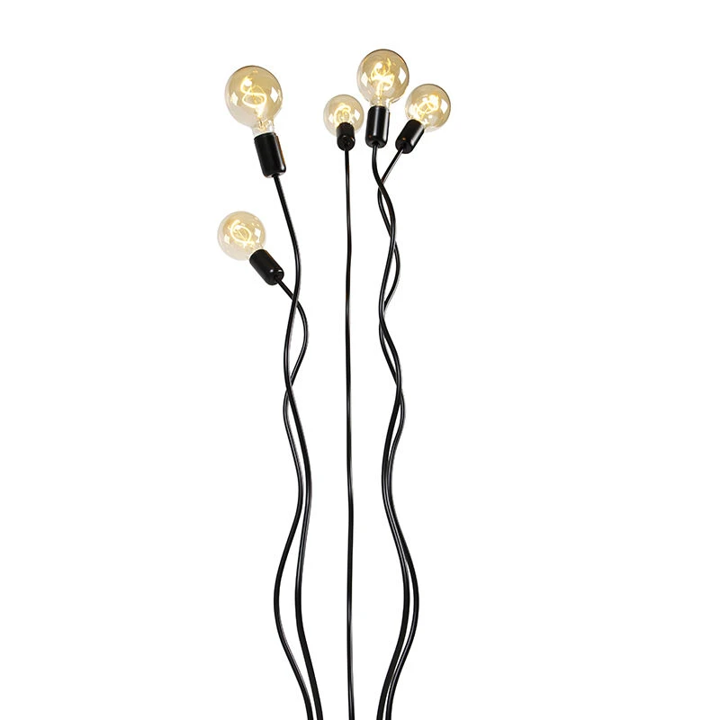 QAZQA Design Stehleuchte schwarz 5-Licht - Wimme 9 QAZQA Design Stehleuchte schwarz 5-Licht - Wimme – Bild 7