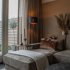 QAZQA Moderne Stehlampe schwarz mit Gold - VT 1