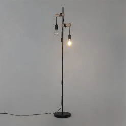 QAZQA Land Stehlampe schwarz mit Holz 2-Licht - Dami -Stehlampen Verkaufsladen 9778 103030 15