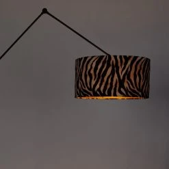 QAZQA Moderne Stehlampe Schwarzer Schirm Zebra Design 50 cm - Editor -Stehlampen Verkaufsladen 9789 104957 13