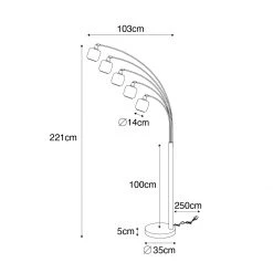QAZQA Vloerlamp zwart met goud met smoke glas 5-lichts - Zuzanna -Stehlampen Verkaufsladen 9794 105506 3