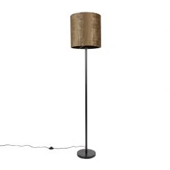 QAZQA Klassische Stehlampe schwarz Schirm braun 40 cm - Simplo -Stehlampen Verkaufsladen 9809 104163 10