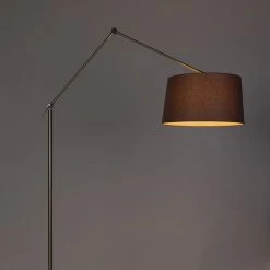 QAZQA Moderne Stehleuchte Stahl Leinenschirm dunkelgrau 45 cm - Editor -Stehlampen Verkaufsladen 9826 104961 13