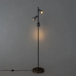 QAZQA Industrie-Stehlampe Holz mit Beton 3-flammig - Creto -Stehlampen Verkaufsladen 9844 104423 13