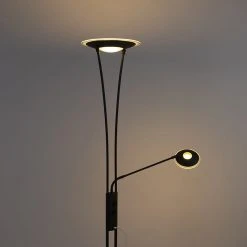 QAZQA Stehlampe schwarz mit Lesearm inkl. LED und USB-Anschluss - Sevilla -Stehlampen Verkaufsladen 9846 99508 12