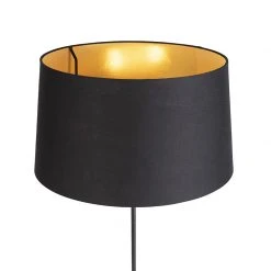 QAZQA Schwarze Stehlampe mit schwarzem Schirm verstellbar 45 cm - Parte -Stehlampen Verkaufsladen 9861 98591 5