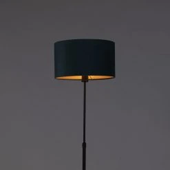 QAZQA Stehleuchte schwarz mit Veloursschirm blau mit Gold 35 cm - Parte -Stehlampen Verkaufsladen 9864 98584 9