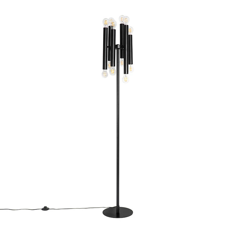 QAZQA Art Deco Stehlampe schwarz 12-Licht - Tubi 20 QAZQA Art Deco Stehlampe schwarz 12-Licht - Tubi – Bild 19