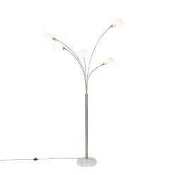 QAZQA Design Stehleuchte Stahl mit Opalglas 5-flammig - Sixties Marmo -Stehlampen Verkaufsladen 9914 104442 4