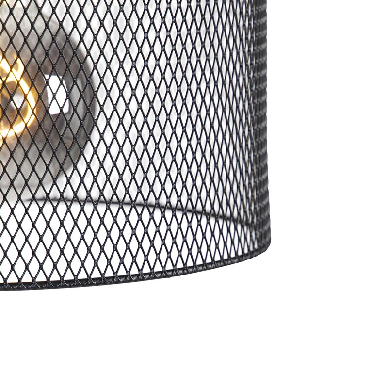 QAZQA Industrielle Stehlampe schwarz - Drum Mesh 5 QAZQA Industrielle Stehlampe schwarz - Drum Mesh – Bild 3