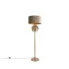 QAZQA Vintage Stehlampe Gold mit Samtschirm Taupe 50 cm - Botanica -Stehlampen Verkaufsladen 9928 103627 0