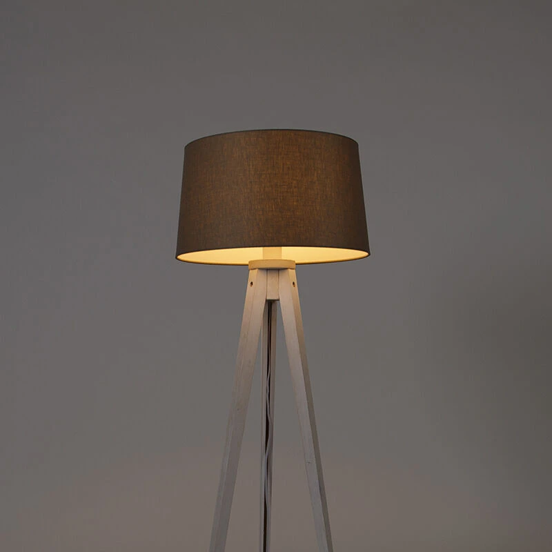 QAZQA Modernes Stativ weiß mit Leinenschirm taupe 45 cm - Tripod Classic 12 QAZQA Modernes Stativ weiß mit Leinenschirm taupe 45 cm - Tripod Classic – Bild 10