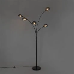 QAZQA Design Stehlampe schwarz mit Rauchglas 5-flammig - Sixties Marmo -Stehlampen Verkaufsladen 9942 104441 13