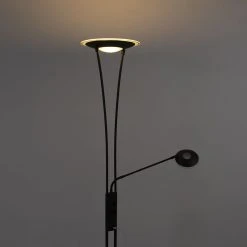 QAZQA Stehlampe schwarz mit Lesearm inkl. LED und USB-Anschluss - Sevilla -Stehlampen Verkaufsladen 9976 99508 14