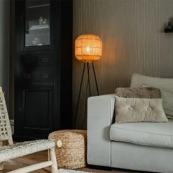 QAZQA Orientalische Stehlampe schwarz mit Seilstativ - Riki